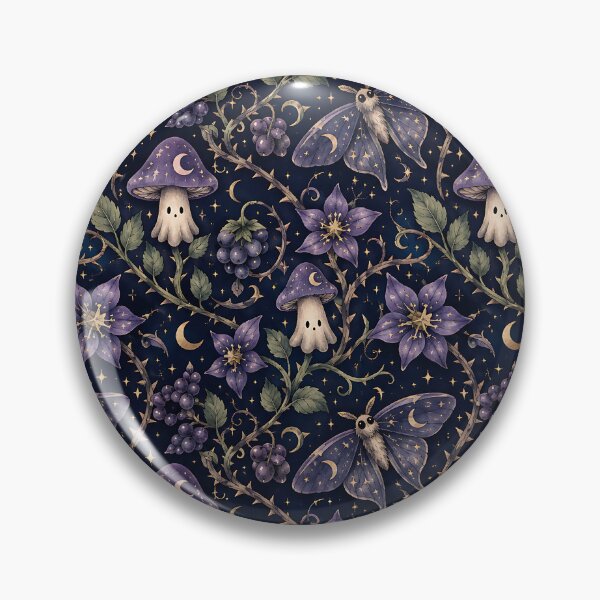 Item preview, Cosmic Ghost Mushroom Dark Botanical Pattern designed and sold by Thai Vibe Studio.