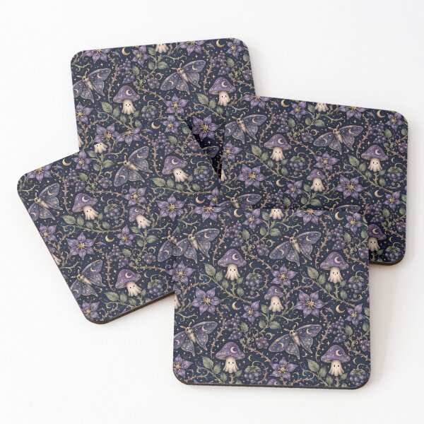 Item preview, Cosmic Ghost Mushroom Dark Botanical Pattern designed and sold by Thai Vibe Studio.