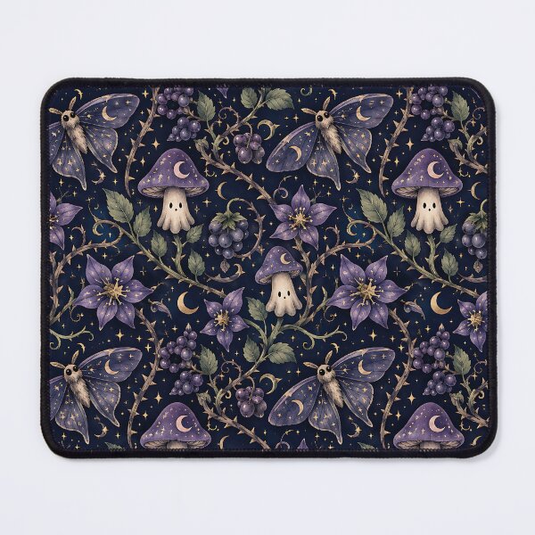 Item preview, Cosmic Ghost Mushroom Dark Botanical Pattern designed and sold by Thai Vibe Studio.