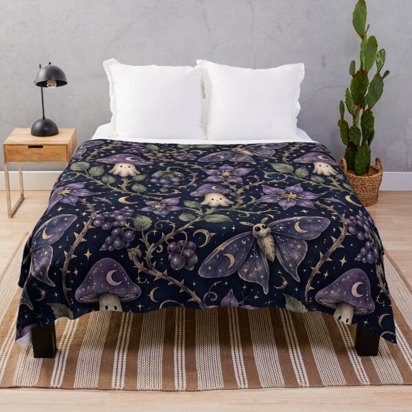 Item preview, Cosmic Ghost Mushroom Dark Botanical Pattern designed and sold by Thai Vibe Studio.