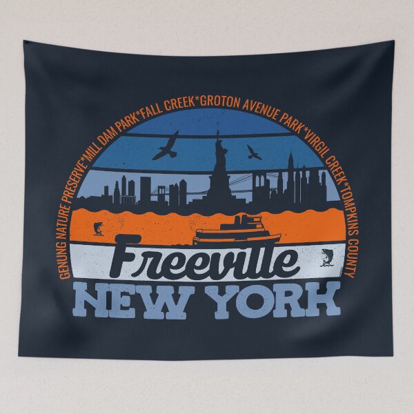 Item preview, Freeville New York Sunset Retro Vintage Local Pride Logo designed and sold by CRHPOD20.