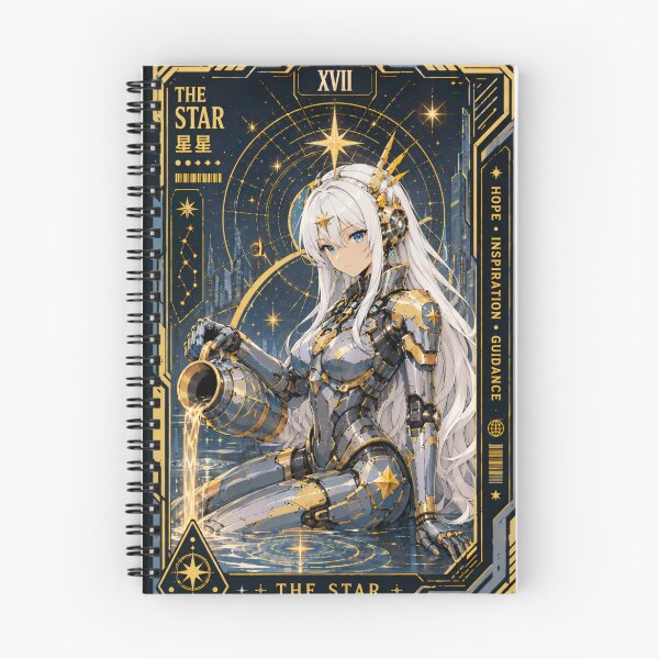 Item preview, The Star Tarot Card – Cyberpunk Anime Mecha Girl designed and sold by Apocalyptic Art Studio.