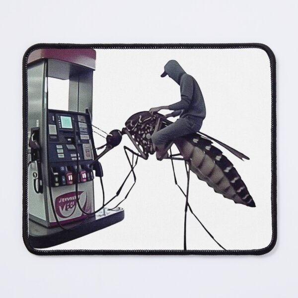 Item preview, Man Riding a Giant Mosquito Drinking Gasoline Absurd Funny Artwork designed and sold by GeekMix.
