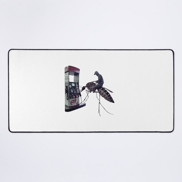 Item preview, Man Riding a Giant Mosquito Drinking Gasoline Absurd Funny Artwork designed and sold by GeekMix.