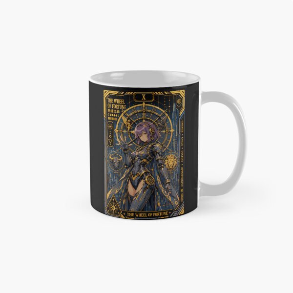 Item preview, Tarot Card The Wheel of Fortune – Mecha Girl Cyberpunk Anime designed and sold by Apocalyptic Art Studio.
