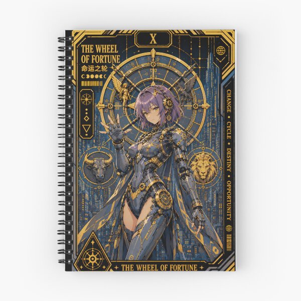 Item preview, Tarot Card The Wheel of Fortune – Mecha Girl Cyberpunk Anime designed and sold by Apocalyptic Art Studio.
