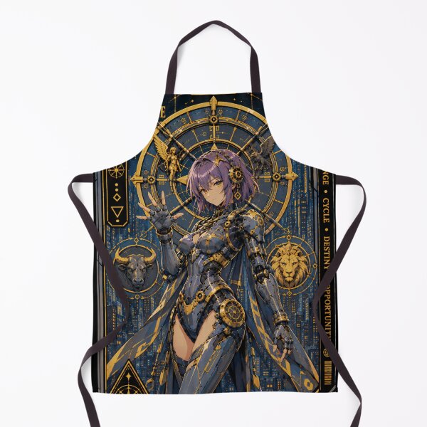 Item preview, Tarot Card The Wheel of Fortune – Mecha Girl Cyberpunk Anime designed and sold by Apocalyptic Art Studio.
