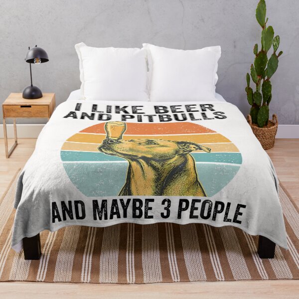 Item preview, I Like Beer And Pitbulls And Maybe 3 People Retro Sunset designed and sold by JamesCrArt.