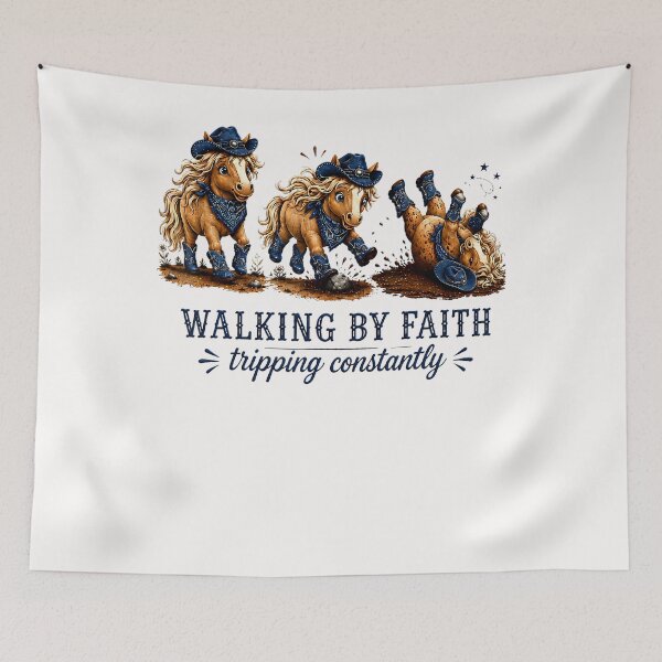 Item preview, Walking By Faith Tripping Constantly Western Horse Christian designed and sold by JamesCrArt.