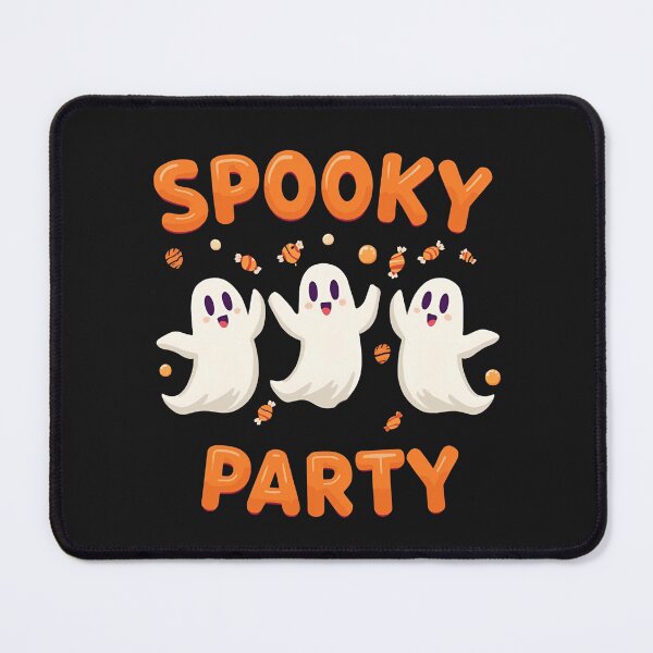 Artikelvorschau, Gruselparty: Kawaii-Geister-Trio und schwebende Süßigkeiten im animierten Halloween-Feier-Design entworfen und verkauft von Karina Creative Studio.