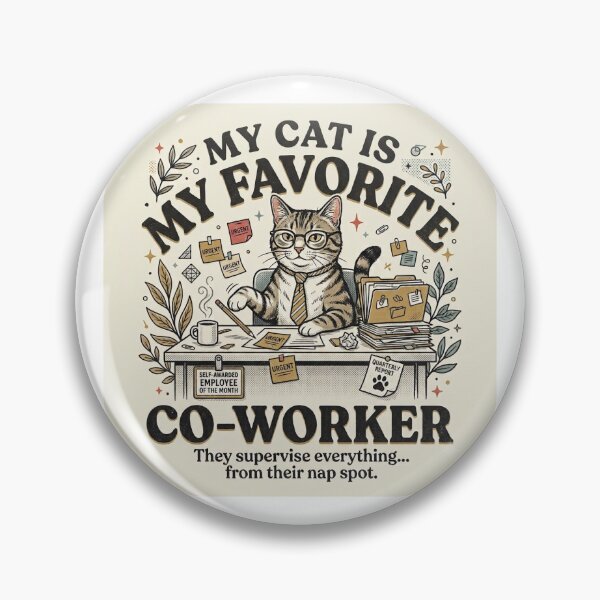 Item preview, Vintage Cat Co-Worker T-Shirt Design "My Cat Is My Favorite Co-Worker" Retro Apparel Graphic designed and sold by BigD shop.
