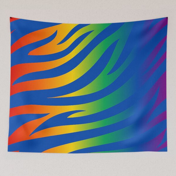 Item preview, Modern Graphic Zebra Print Pattern | Rainbow & Blue designed and sold by Frohyou.