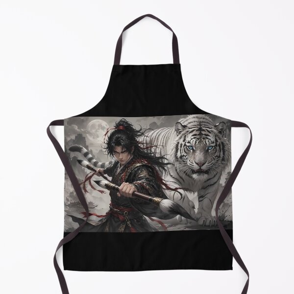 Item preview, White Tiger and Wuxia Warrior – Chinese Ink Martial Arts Fantasy designed and sold by ManJiangHong.