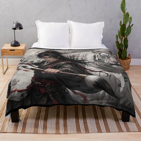 Item preview, White Tiger and Wuxia Warrior – Chinese Ink Martial Arts Fantasy designed and sold by ManJiangHong.