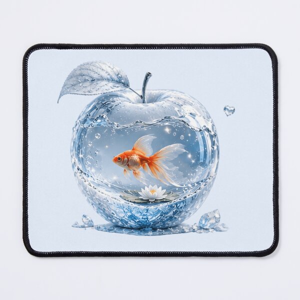 Item preview, Ice Crystal Aquarium Apple with Goldfish – Magical Winter Fantasy designed and sold by Masora.studio.