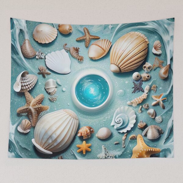 Item preview, Ocean Magic: Seashells and Starfish Vortex designed and sold by Serene Strokes Art.