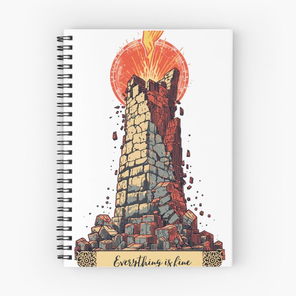 Item preview, The Tower Everything Is Fine Tarot Card Irony designed and sold by Arcana-Archives.