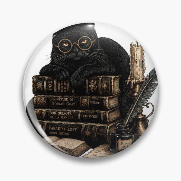 Item preview, Dark Academia Black Cat Scholar Vintage Books designed and sold by BobbyTee Merch.