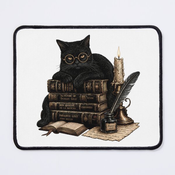 Item preview, Dark Academia Black Cat Scholar Vintage Books designed and sold by BobbyTee Merch.