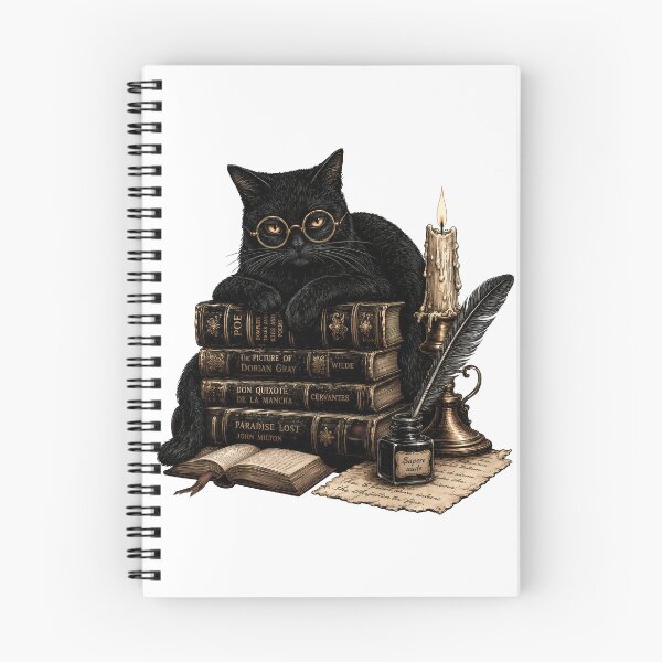 Item preview, Dark Academia Black Cat Scholar Vintage Books designed and sold by BobbyTee Merch.