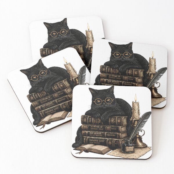 Item preview, Dark Academia Black Cat Scholar Vintage Books designed and sold by BobbyTee Merch.