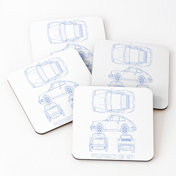 Item preview, Porsche 911 Technical Blueprint – Blue Line Art designed and sold by jubileuuu.