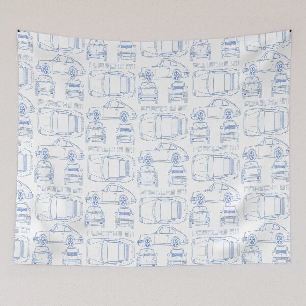 Item preview, Porsche 911 Technical Blueprint – Blue Line Art designed and sold by jubileuuu.