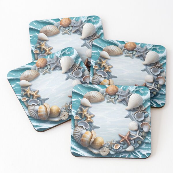 Item preview, Ocean Wreath: Seashell and Starfish Frame designed and sold by Serene Strokes Art.