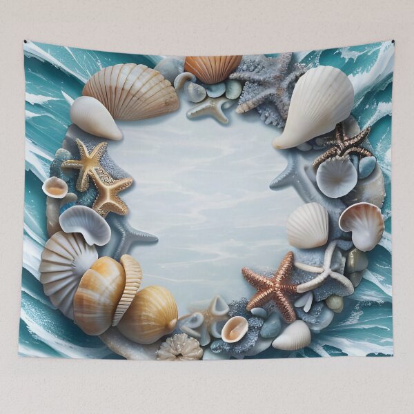 Item preview, Ocean Wreath: Seashell and Starfish Frame designed and sold by Serene Strokes Art.