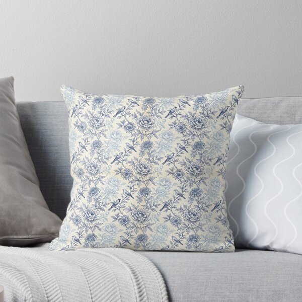 Item preview, Vintage Blue Chinoiserie Floral & Songbird Seamless Pattern designed and sold by CozyArtistryShop.