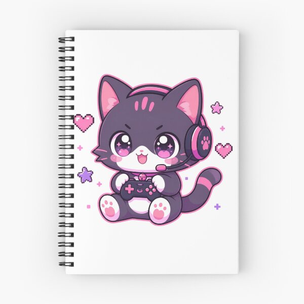 Item preview, Kawaii Gamer Cat | Cute Pixel Art Gaming Kitten with Headset & Controller | Purple Pink Aesthetic Illustration designed and sold by Cosmic Zodiac Studio.