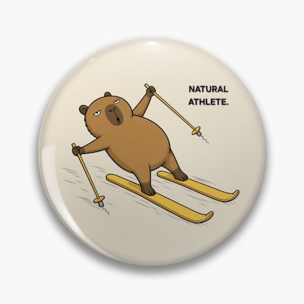 Item preview, Natural Athlete – Funny Skiing Capybara designed and sold by LazyPaw Design.