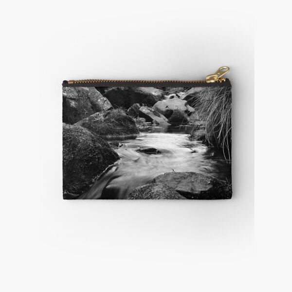 Item preview, Moody Monochrome Yorkshire Stream Brontë Country Photo Print designed and sold by OnHeathAndMoor.