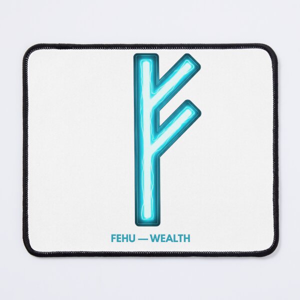 Item preview, Norse Fehu Rune Wealth Symbol Neon Glow designed and sold by CalmFrameArt.