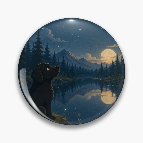 Item preview, Reflections Under the Moon – Black Labrador by a Night Lake designed and sold by Goodthingstree.