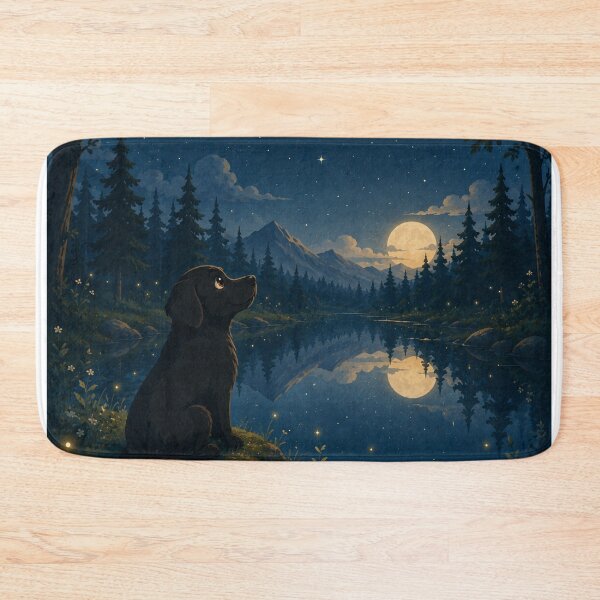 Item preview, Reflections Under the Moon – Black Labrador by a Night Lake designed and sold by Goodthingstree.