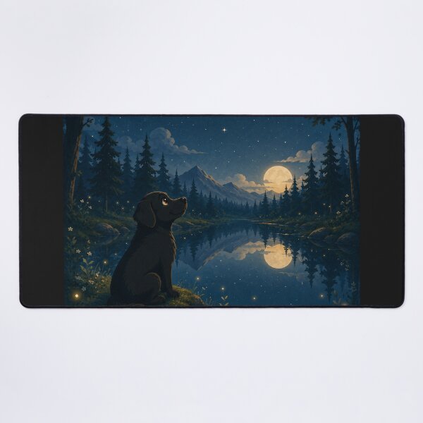 Item preview, Reflections Under the Moon – Black Labrador by a Night Lake designed and sold by Goodthingstree.