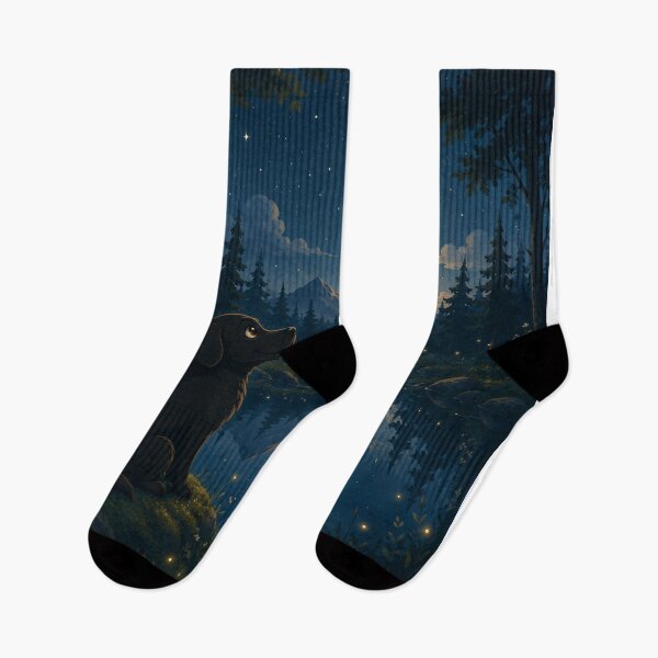 Item preview, Reflections Under the Moon – Black Labrador by a Night Lake designed and sold by Goodthingstree.
