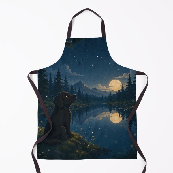 Item preview, Reflections Under the Moon – Black Labrador by a Night Lake designed and sold by Goodthingstree.