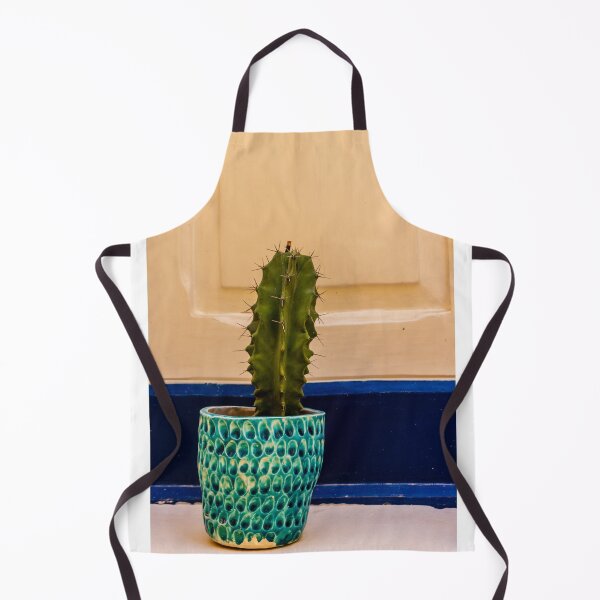 Item preview, Potted Cactus in Textured Turquoise Pot Against Cream Door With Blue Trim for Home Decor designed and sold by Nmallia.