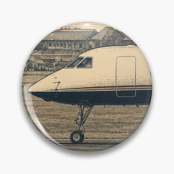 Artikelvorschau, Illustration eines Businessjets im Vintage-Gravurstil auf der Startbahn entworfen und verkauft von EMaviation_.
