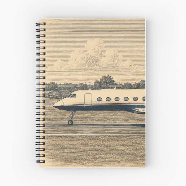 Item preview, vintage Engraving Style Business Jet on Runway Illustration designed and sold by EMaviation_.