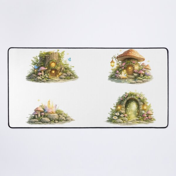 Item preview, Fairy Cottage Mushroom House Tree Stump Portal Woodland Aesthetic designed and sold by Rehnair.