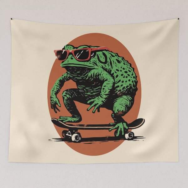 Item preview, Skater Toad Cool Frog On Skateboard Red Sunglasses Vintage designed and sold by Amir Faysal.