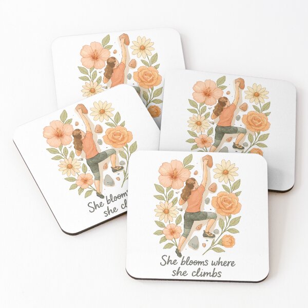 Item preview, She blooms where she climbs - Bouldering & Flowers designed and sold by Pineapple-Tree.