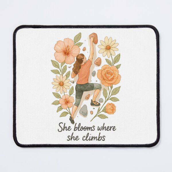 Item preview, She blooms where she climbs - Bouldering & Flowers designed and sold by Pineapple-Tree.