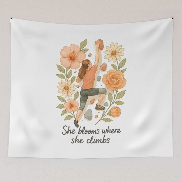 Item preview, She blooms where she climbs - Bouldering & Flowers designed and sold by Pineapple-Tree.