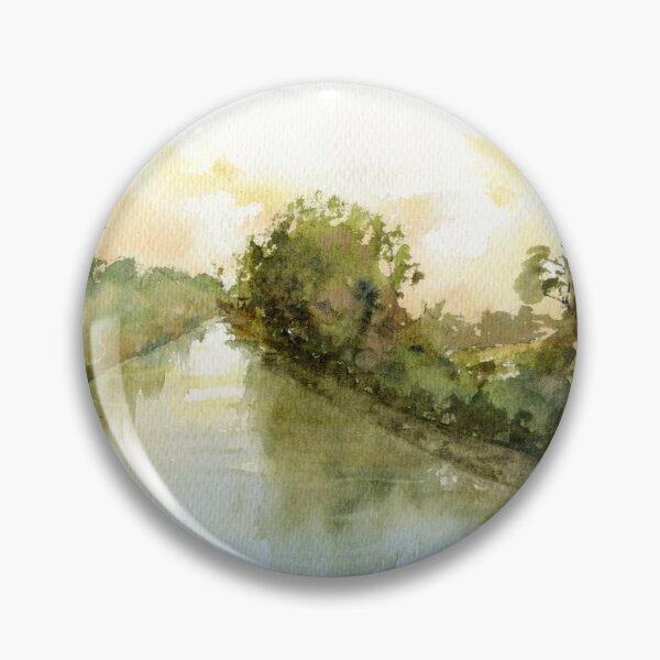 Item preview, Peaceful Countryside Canal Reflection Watercolor Art Print designed and sold by OnHeathAndMoor.