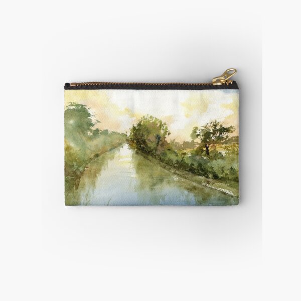 Item preview, Peaceful Countryside Canal Reflection Watercolor Art Print designed and sold by OnHeathAndMoor.