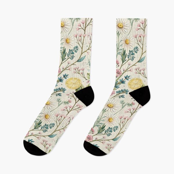 Item preview, Wildflower Lemon Cottage Garden Pattern designed and sold by Storybook Botanica.